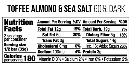 Taza Chocolate Toffee Almond & Sea Salt 60% Dark Chocolate Bar – 70g
