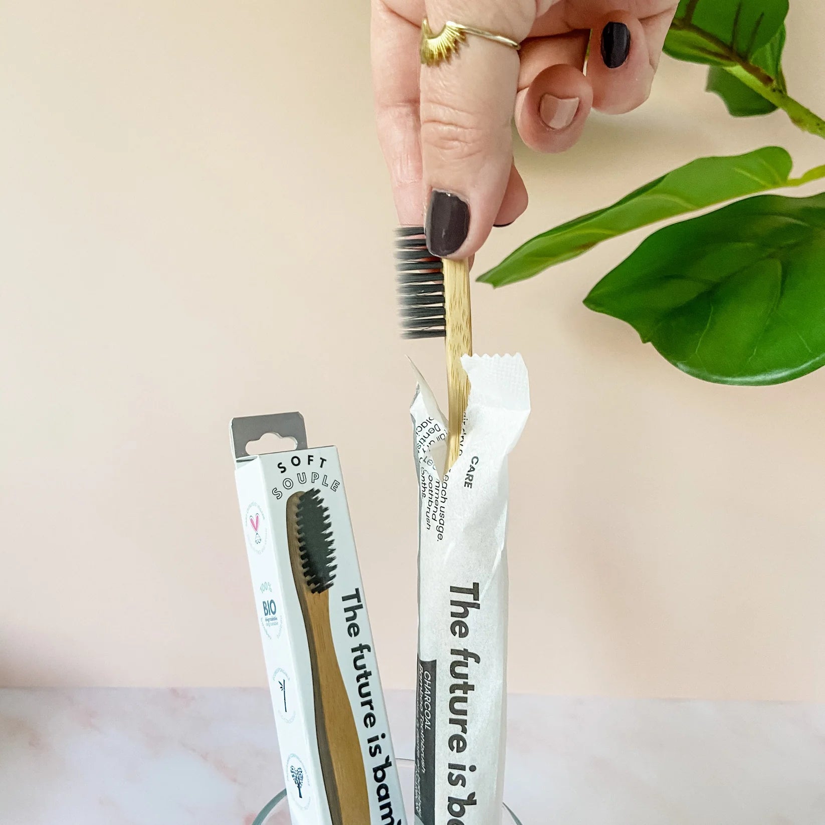 The Future Is Bamboo Charcoal Adult Soft Bamboo Toothbrush