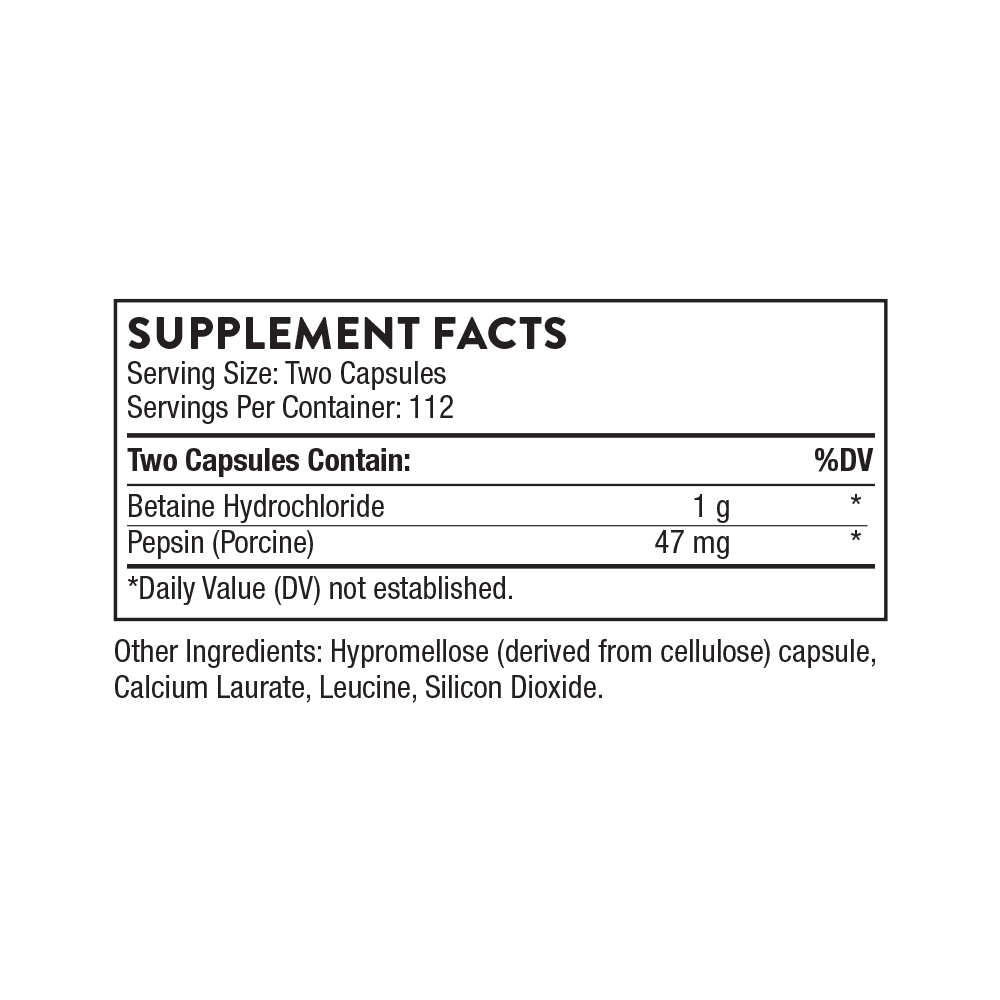 Thorne Betaine Hcl & Pepsin - 225 Capsules