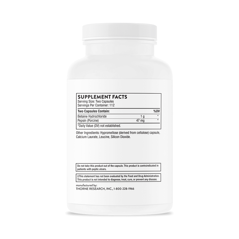 Thorne Betaine Hcl & Pepsin - 225 Capsules