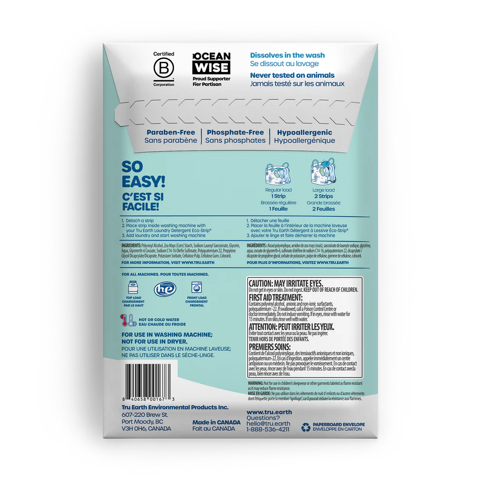 Tru Earth Fabric Softener – Fragrance-Free – 32 Strips