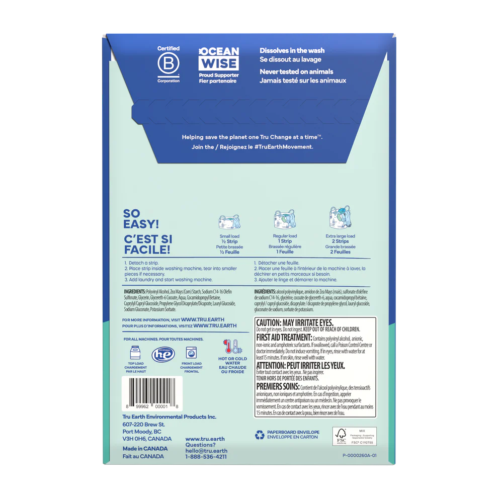 Tru Earth Laundry Detergent – Fragrance-Free – 32 Strips