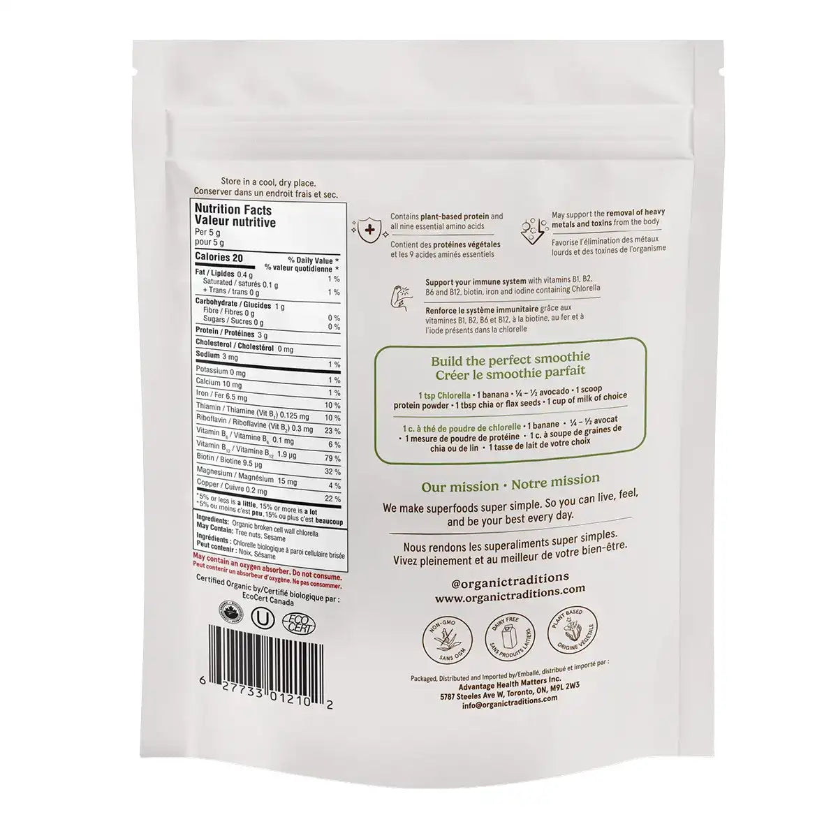Organic Traditions Chlorella Powder - 150 g