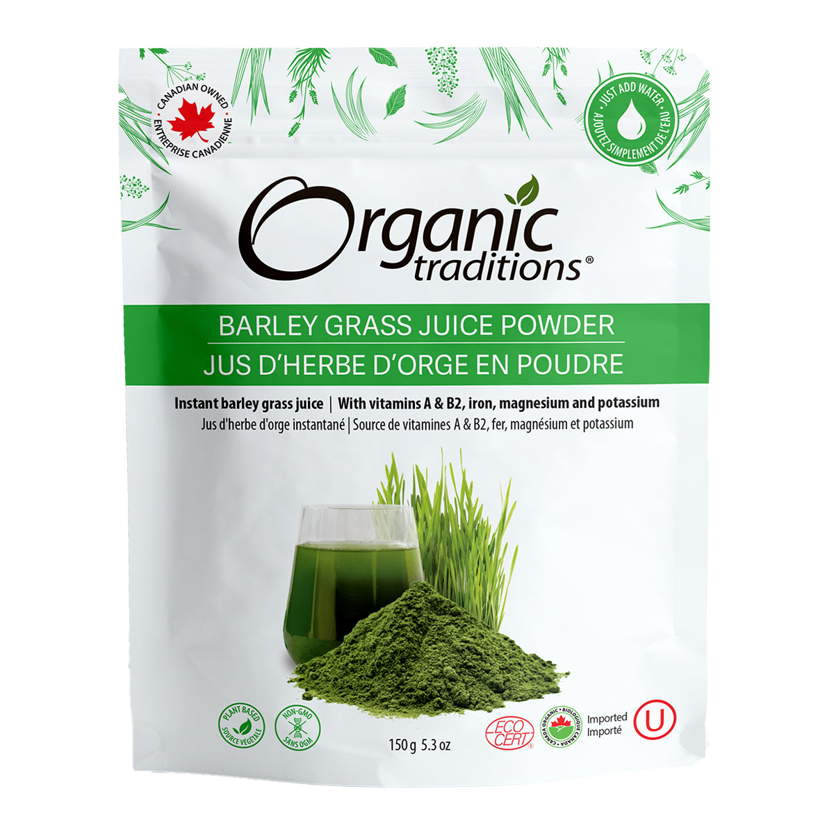 Organic Traditions Barley Grass Juice Powder - 150 g