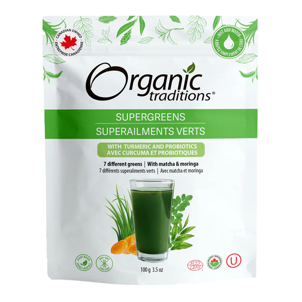 Organic Traditions Supergreens with Turmeric and Probiotics 100 g