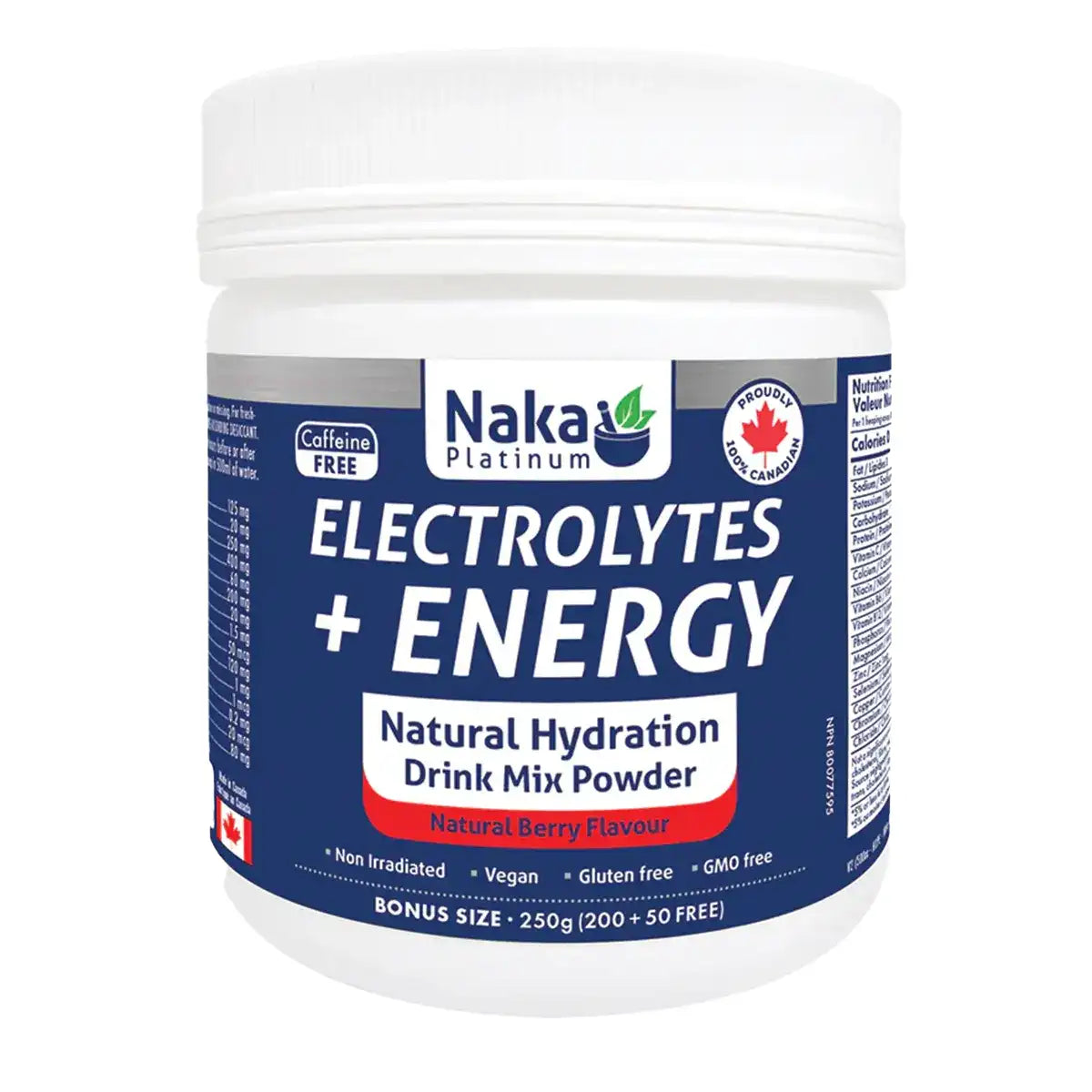 Naka Platinum Electrolytes + Energy Natural Berry 250 g
