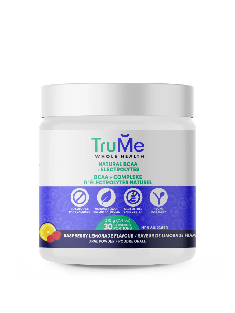 Tru Me Wellness Bcaa Powder with Electrolytes - Raspberry Lemonade